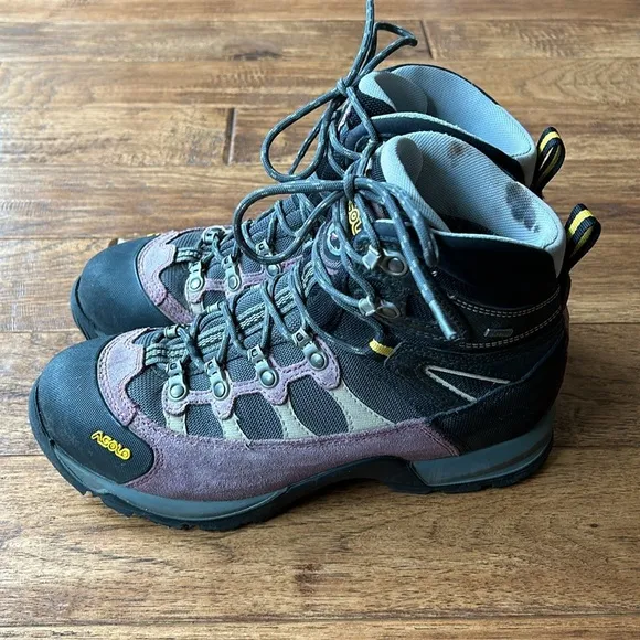 Asolo Stynger GTX Waterproof Hiking Boots Purple Suede Black Women's Size 8.5