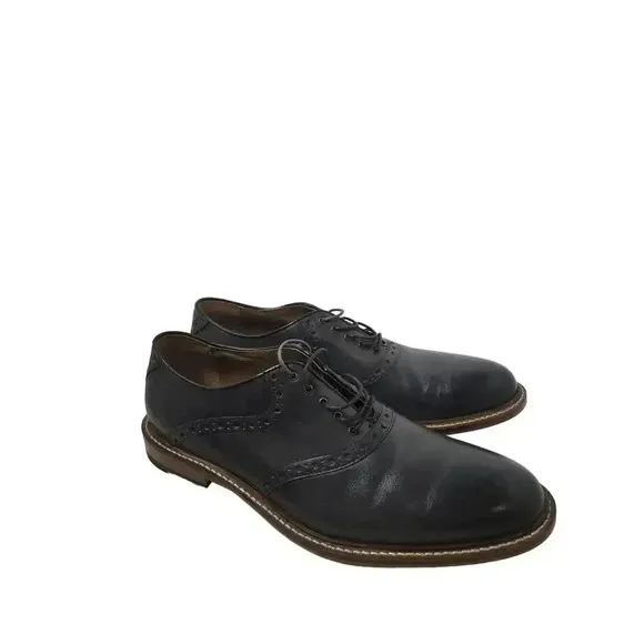 Aston Grey Mens Tokyo Oxford Dress Shoes Black Leather Almond Toe Lace Up 9.5