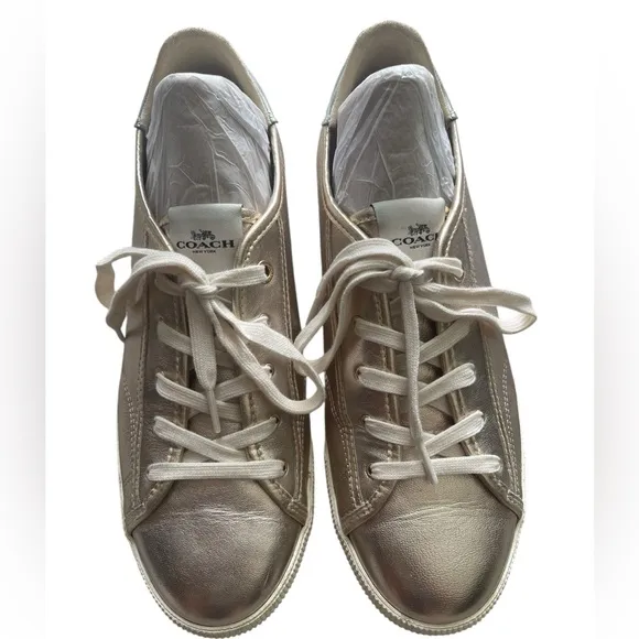 Authentic Coach Women's Gold Sneakers Size EUR 39.5 US 9B