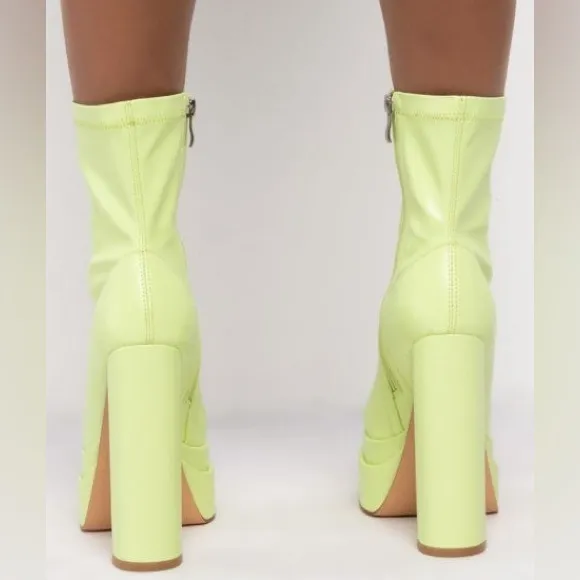 Azalea Wang Chunky Platform Leather Stretchy Sock Boots