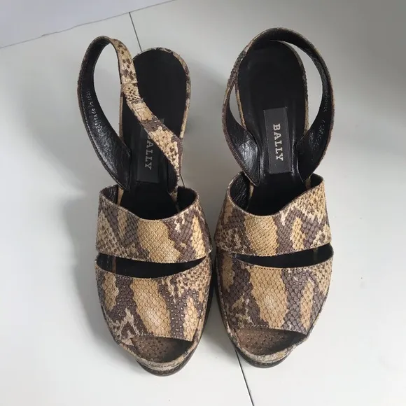 Bally Snakeskin Print Sandals. Size 6.5
