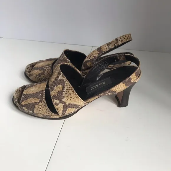 Bally Snakeskin Print Sandals. Size 6.5