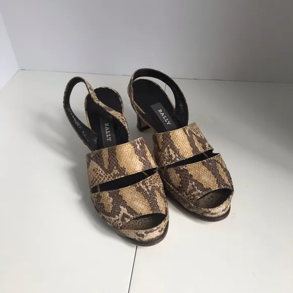 Bally Snakeskin Print Sandals. Size 6.5
