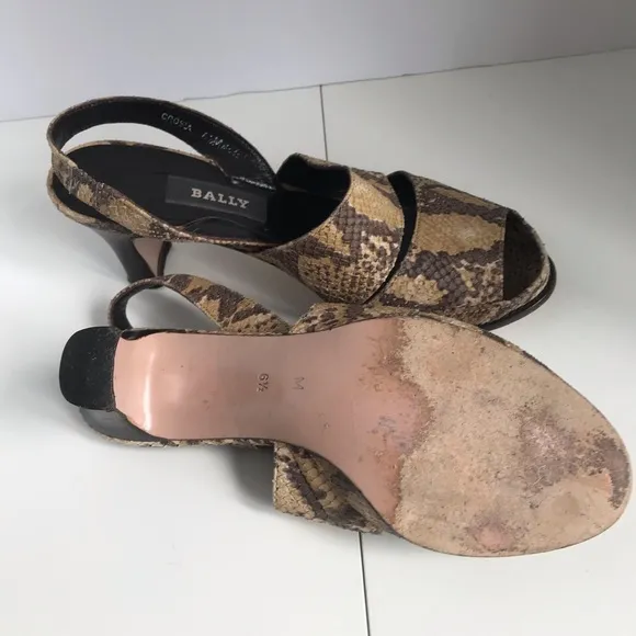 Bally Snakeskin Print Sandals. Size 6.5