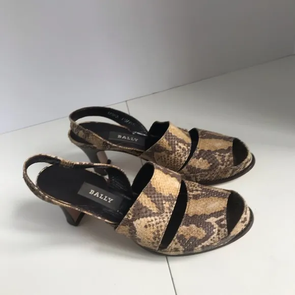 Bally Snakeskin Print Sandals. Size 6.5