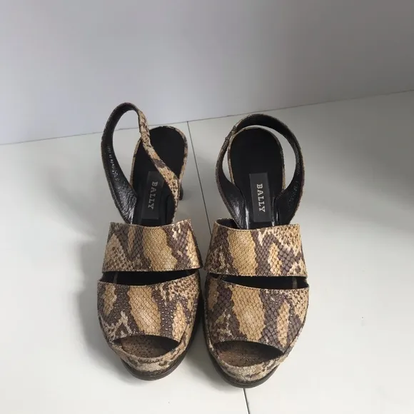 Bally Snakeskin Print Sandals. Size 6.5