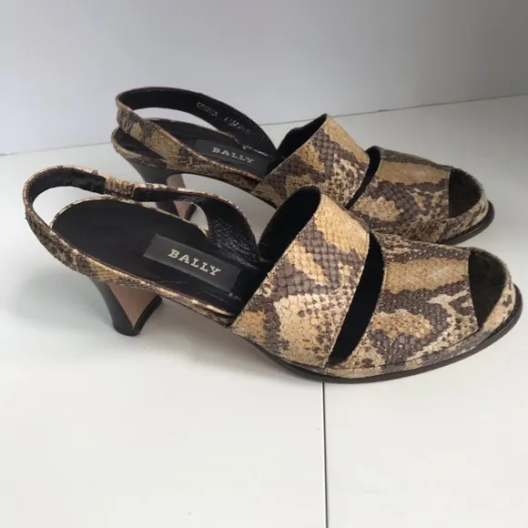 Bally Snakeskin Print Sandals. Size 6.5