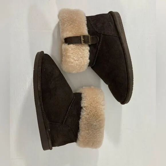 Bearpaw Abby Womens Size 11 Brown Suede Sheepskin Ankle Boots