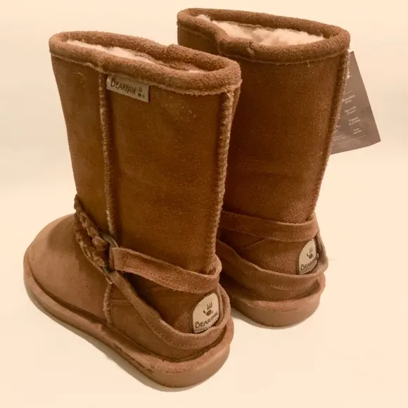 Bearpaw Adele Hickory Braided Brown Tan Suede Wool Lined Snow Winter Boots 6
