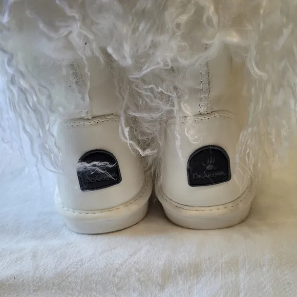 Bearpaw Boots Womens Size 8 Boo White Leather Shearling Fur Casual Shoes