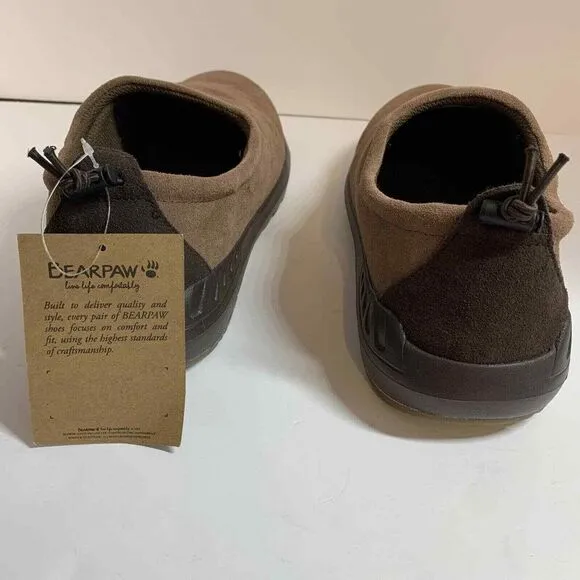 Bearpaw Men's NeverWet Slip-On Shoes Cow Suede Upper Mesh Lining Brown Size 10‎