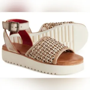 Bed Stu Brisa Women's Beige Woven Sandals Platform Size 8