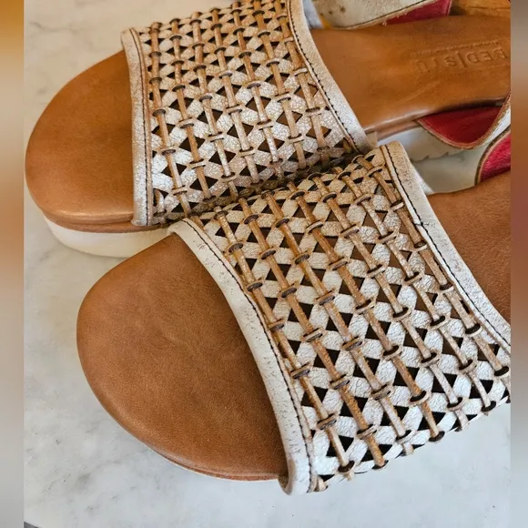 Bed Stu Brisa Women's Beige Woven Sandals Platform Size 8