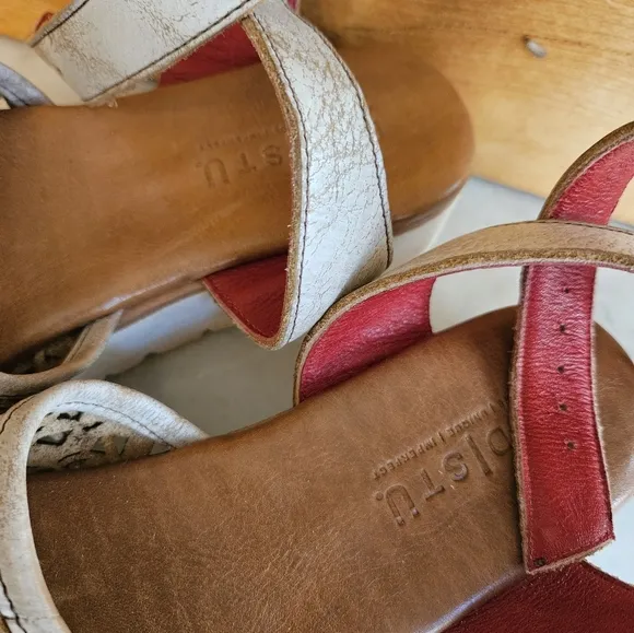 Bed Stu Brisa Women's Beige Woven Sandals Platform Size 8