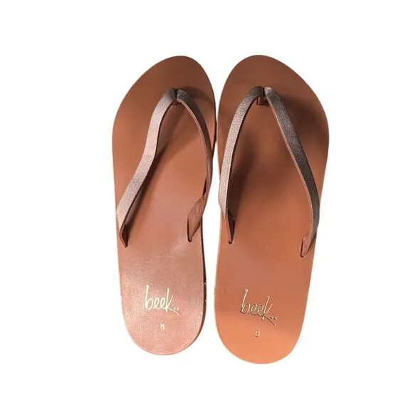 Beek Seabird Women's Thong Sandals Size 8 Tan/Peony Summer Casual