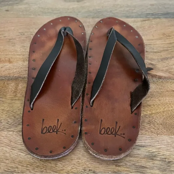 Been Brown Leather Sandals Size 8