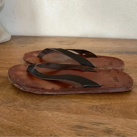 Been Brown Leather Sandals Size 8