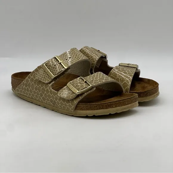 Birkenstock Arizona Good Snakeskin Sandals. Size 8