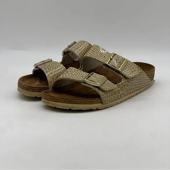 Birkenstock Arizona Good Snakeskin Sandals. Size 8