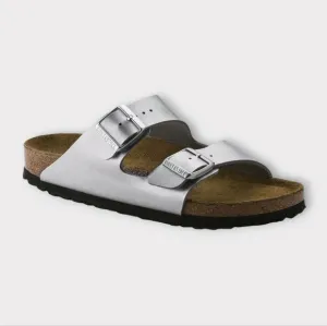 Birkenstock Arizona Silver Metallic Vegan Leather Sandals