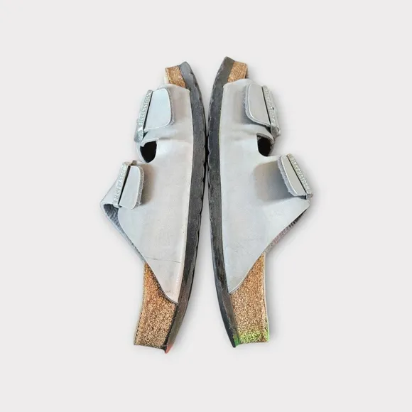 Birkenstock Arizona Silver Metallic Vegan Leather Sandals
