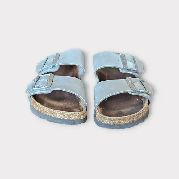 Birkenstock Arizona Silver Metallic Vegan Leather Sandals