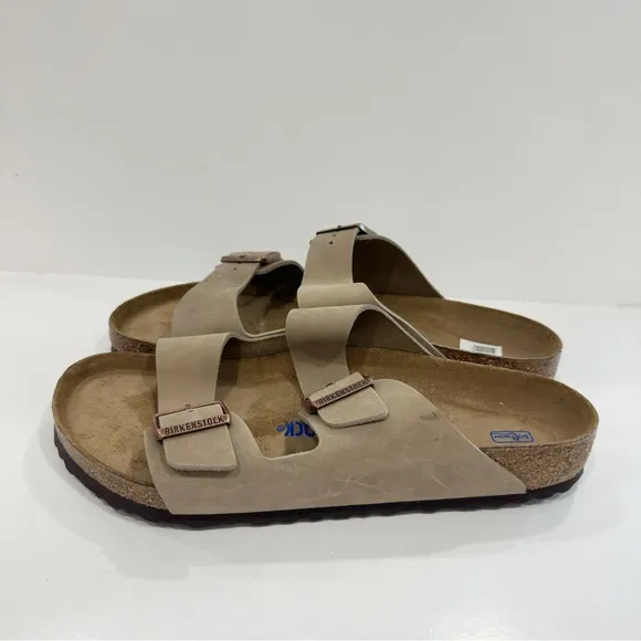Birkenstock Arizona Softbed Natural Oiled Leather Men’s Sandals- Tobacco Brown