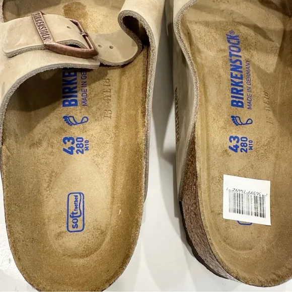 Birkenstock Arizona Softbed Natural Oiled Leather Men’s Sandals- Tobacco Brown