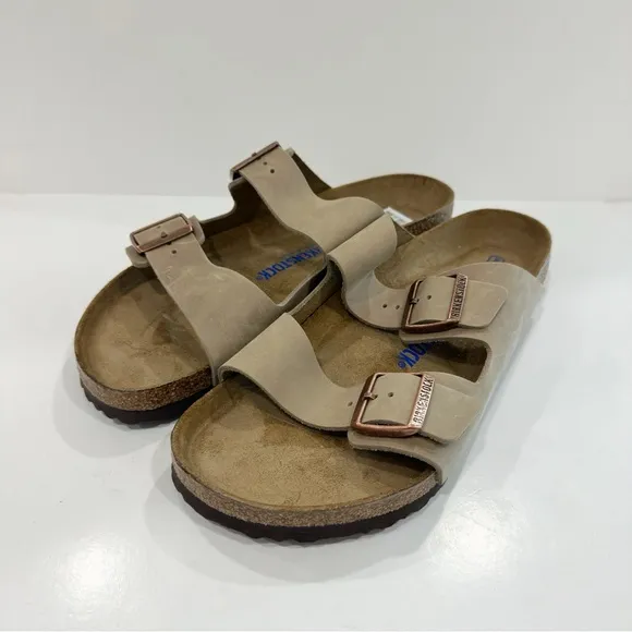 Birkenstock Arizona Softbed Natural Oiled Leather Men’s Sandals- Tobacco Brown