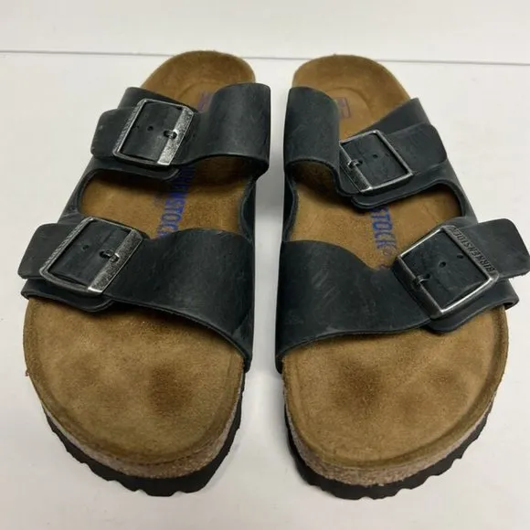 Birkenstock Women's Arizona Leather Dark Grey Sandals, Size US 10 Narrow, EUR 41