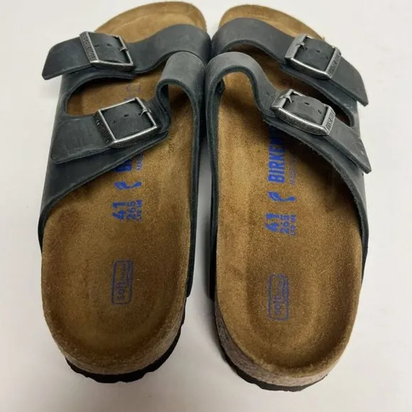 Birkenstock Women's Arizona Leather Dark Grey Sandals, Size US 10 Narrow, EUR 41
