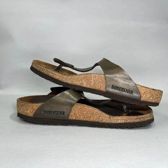 Birkenstock Women's Size 9.5 Gizeh Bronze Leather Briko-Flor Sandals