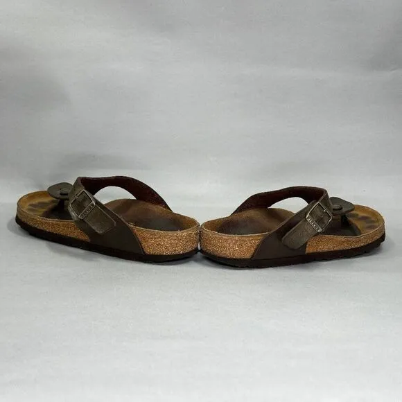 Birkenstock Women's Size 9.5 Gizeh Bronze Leather Briko-Flor Sandals
