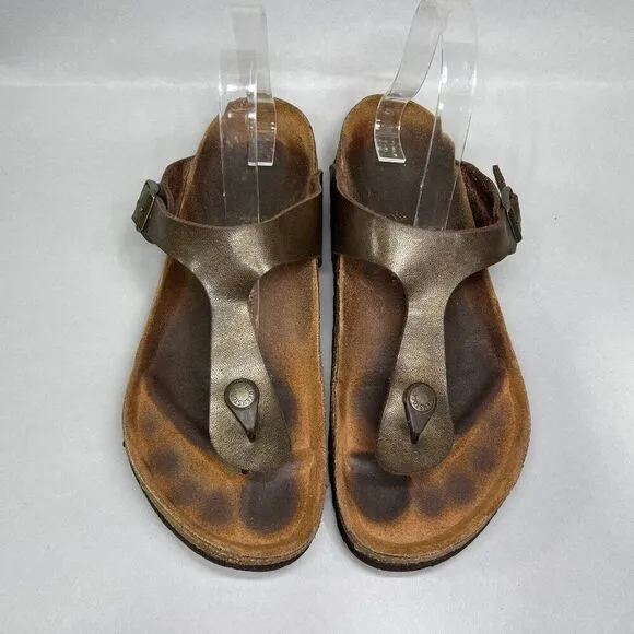 Birkenstock Women's Size 9.5 Gizeh Bronze Leather Briko-Flor Sandals