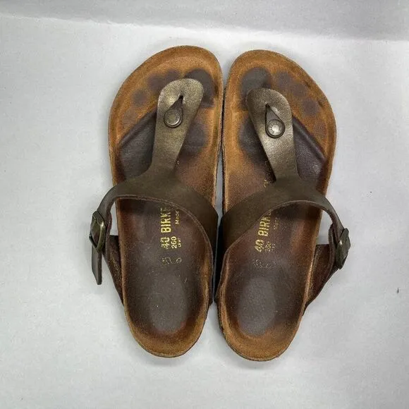 Birkenstock Women's Size 9.5 Gizeh Bronze Leather Briko-Flor Sandals