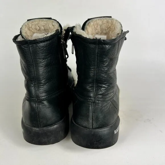Blackstone Women's 8 Black Leather Lace Up athletic high top Sneakers CW96