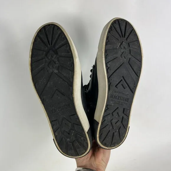 Blackstone Women's 8 Black Leather Lace Up athletic high top Sneakers CW96