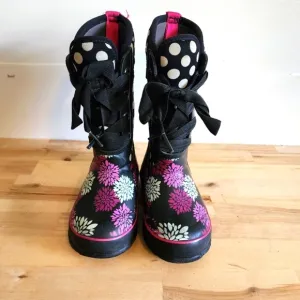 BOGS Casey Pompons Youth Multicolor Dots Winter Snow Rubber Rain Boots Size 10