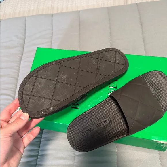Bottega Veneta Rubber Brown Slide Sandals