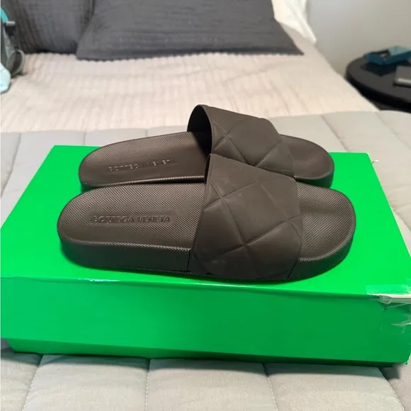 Bottega Veneta Rubber Brown Slide Sandals