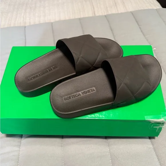 Bottega Veneta Rubber Brown Slide Sandals
