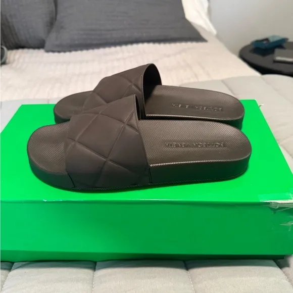 Bottega Veneta Rubber Brown Slide Sandals