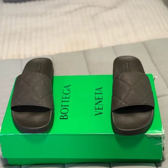 Bottega Veneta Rubber Brown Slide Sandals
