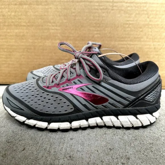 Brooks Ariel 18 Running Shoes Sneakers Lace Up Mesh Athletic Gray Pink 7