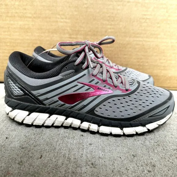 Brooks Ariel 18 Running Shoes Sneakers Lace Up Mesh Athletic Gray Pink 7