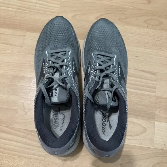 Brooks Ghost 14 Mens Size 13 Gray White Athletic Running Walking Shoes Sneakers