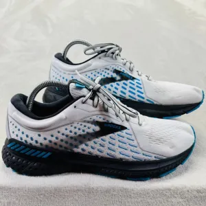 Brooks Shoes Men 10 D White Adrenaline 21 Running Sneakers Trainers Gym Walking