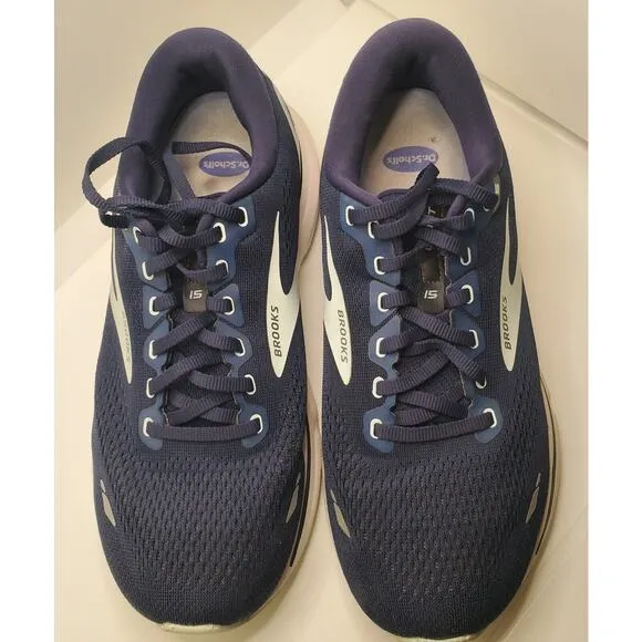 Brooks Womens Ghost 15 Running Shoes 10.5 Navy Extra Wide 2E Athletic Walking
