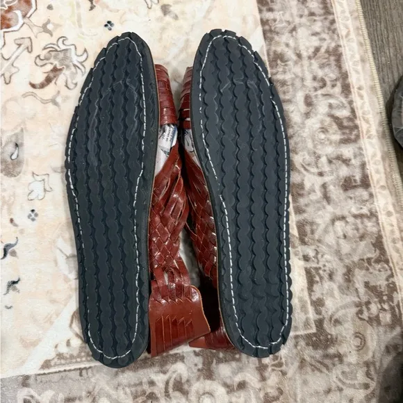 Brown Leather Huarache Sandals