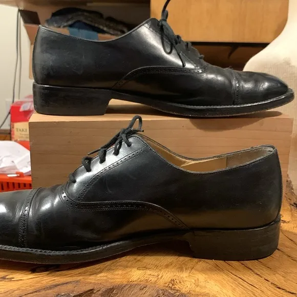 BRUNO MAGLI HANDMADE LYNDON BLACK DRESS SHOES OXFORDS MADE IN ITALY